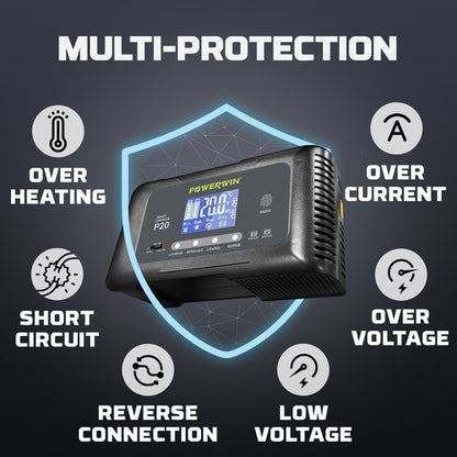 Powerwin P20 12V/24V 20A Automatic Battery Charger for Car, Truck,