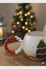 Handmade Christmas Tree Ceramic Mugs Set – Embossed Knit Texture